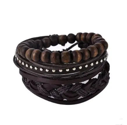 Leather Bracelet Men Multilayer Bead Bracelet Punk Wrap Bracelets for Women Vintage punk Men Jewelry AliExpress