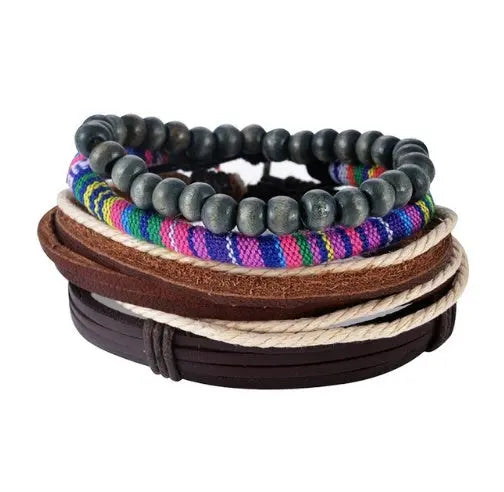 Leather Bracelet Men Multilayer Bead Bracelet Punk Wrap Bracelets for Women Vintage punk Men Jewelry AliExpress