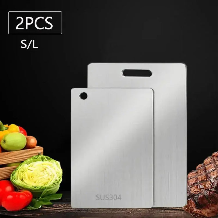 WXCOO Chopping Board Stainless Steel Double Sided Thickened Kneading Dough Board Kitchen Household Fruit Cutting Block HASHTAG