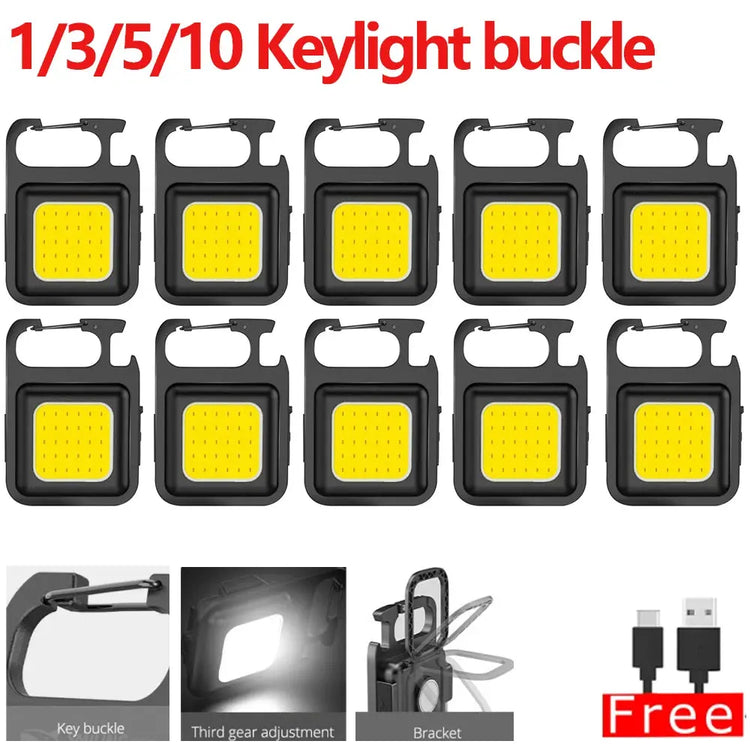 Super Bright Mini COB Keychain Portable light Flashlight Charging Lamp Camping Lights with Magnet 4 Lighting Modes Forwork Light - HASHTAG