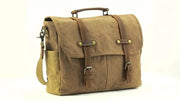 [Leather Messenger Bag] Waterproof Vintage 15.6 Inch Mens Messenger Bag | Genuine Leather Waxed Canvas Briefcase Large Leather Computer Laptop Bag Rugged Satchel Shoulder Bag HASHTAG