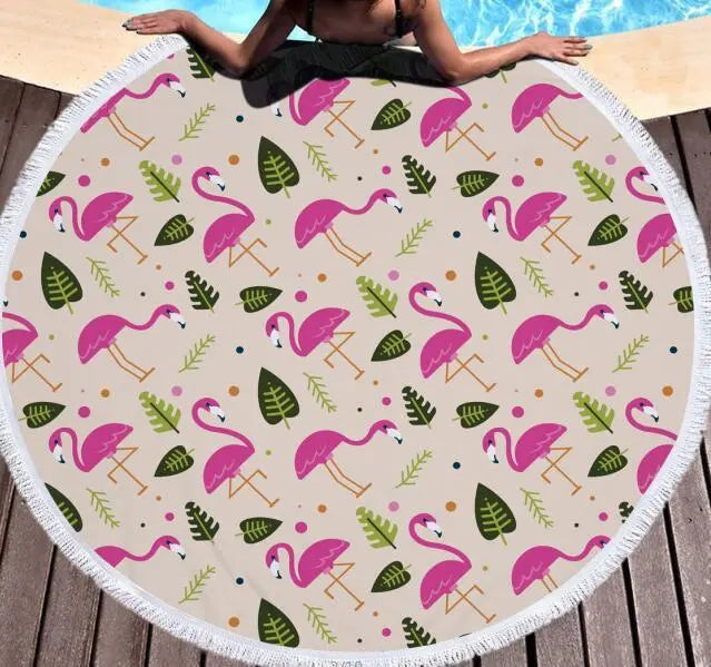Beach towel flamingo round Liebe - Making Life Easier