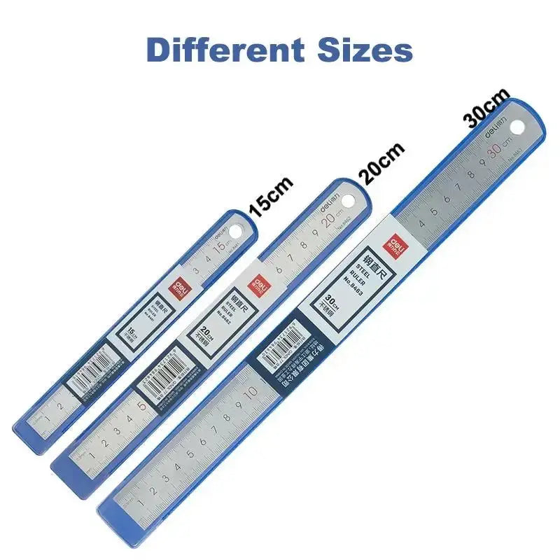 Deli Stainless Steel Ruler 15/20/30cm Metal Straight Ruler for Home School Precision Measuring Drawing Tool Supplies 1/2/5pcs - HASHTAG