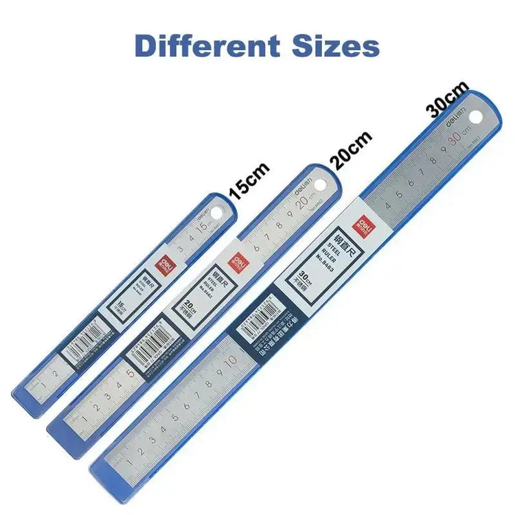 Deli Stainless Steel Ruler 15/20/30cm Metal Straight Ruler for Home School Precision Measuring Drawing Tool Supplies 1/2/5pcs - HASHTAG