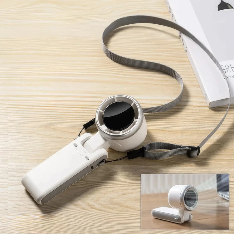 Hanging Neck Outdoor 180 Degree Folding Desktop Mini Fan Hand-held Folding High-speed Powerful Turbo Fan - HASHTAG