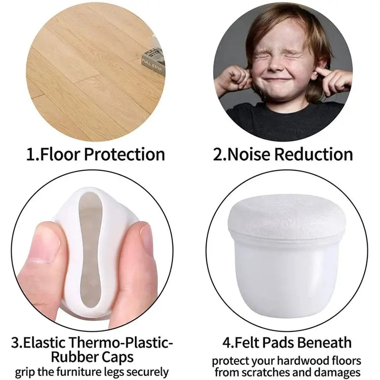 16PCS Transparent Table Chair Leg Protectors Caps Round Square for Furniture Foot Legs Cover Floor Protector with Felt Bottom - HASHTAG