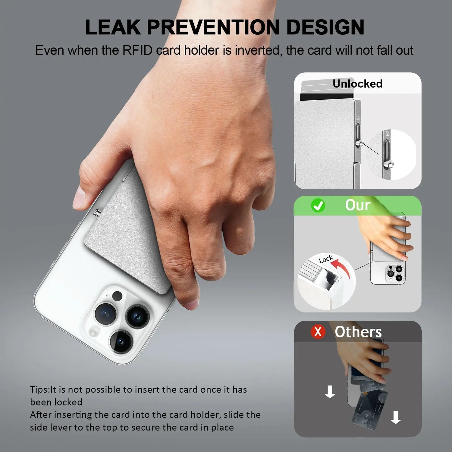 RFID Blocking Wallet Minimalist Slim Card Holder for Magsafe with Adjustable Stand, Metal Pop Up Magnetic Wallet  for Men TOYFID-3