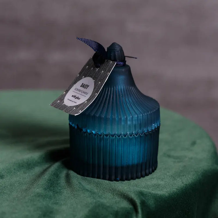 ZIGZAG GLASS POT SCENTED CANDLE Liebe - Making Life Easier