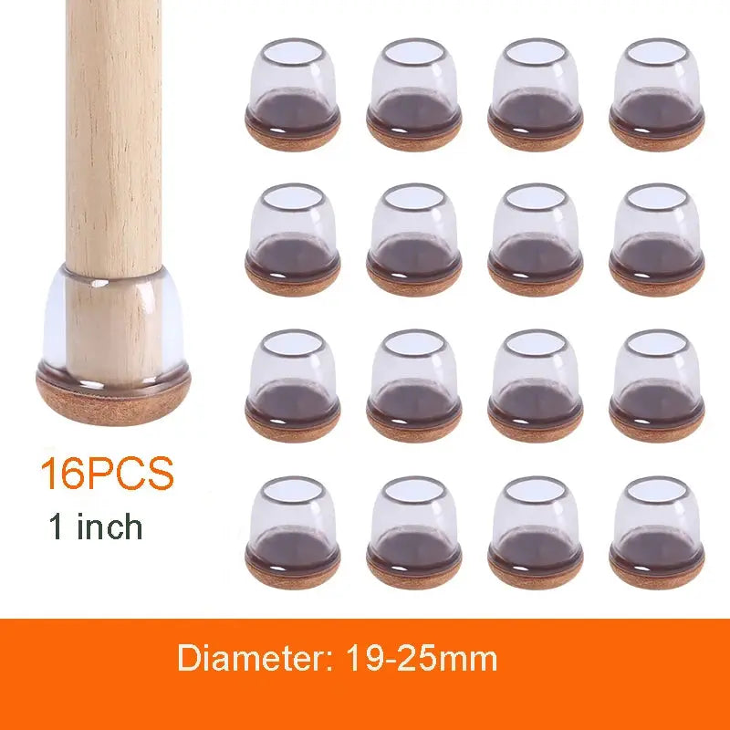 16PCS Transparent Table Chair Leg Protectors Caps Round Square for Furniture Foot Legs Cover Floor Protector with Felt Bottom - HASHTAG