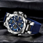 Men's Sports Watch Dual Display Digital Military Quartz Watch Alarm Clock Chronograph Computer, Multifunctional Luminous Business Watch, Student Watch, Outdoor Sports Watch HASHTAG