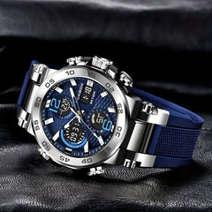 Men's Sports Watch Dual Display Digital Military Quartz Watch Alarm Clock Chronograph Computer, Multifunctional Luminous Business Watch, Student Watch, Outdoor Sports Watch HASHTAG