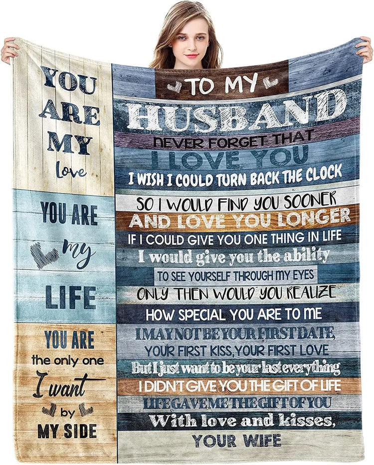Gifts for Husband, Husband Gifts Blanket from Wife, Anniversary Romantic Gifts for Him, Birthday Gifts for Husband Blanket 60"X50", Husband Gifts for Christmas Valentine Father&