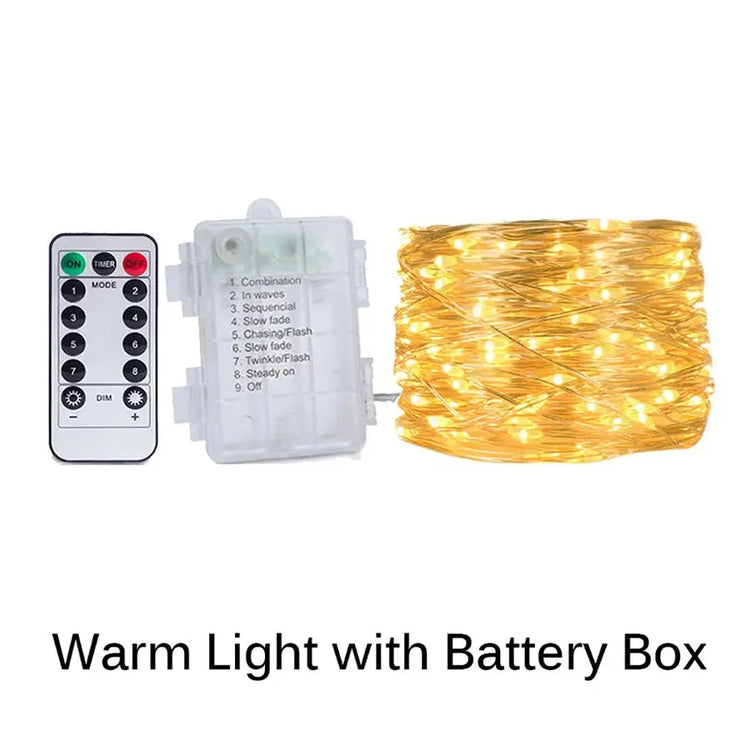 Silver Wire LED Fairy String Lights USB/Battery Box Remote Birthday Garland Christmas Lamps For Wedding Party Decor 5M 10M 20M - HASHTAG