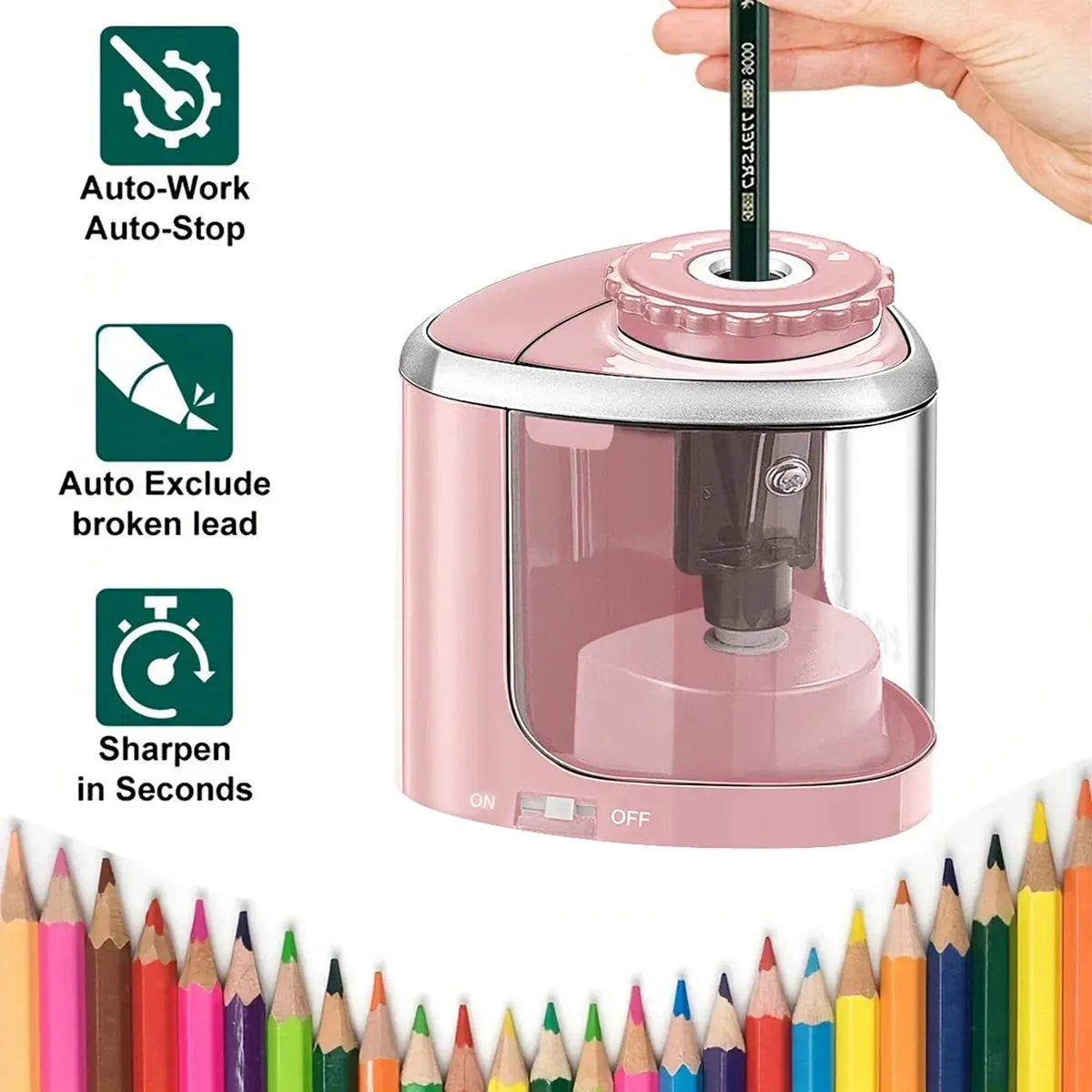Electric Sharpener Assembly Desktop Automatic Pencil Sharpener Suitable To Pencils (6-8mm) for Students School Office Stationery - HASHTAG