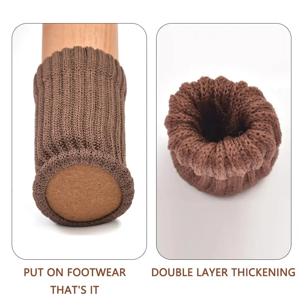 16Pz Chair Legs Socks Knitted Furniture Feet Floor Protectors Anti-slip Pads Silent Thicken Table Chair Leg Socks Covers HASHTAG