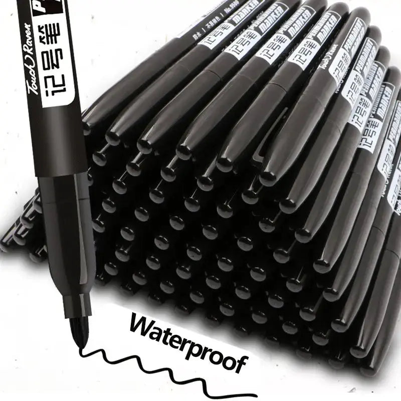 6 PCS Permanent Marker Pen Manga Drawing Markers Black Blue Red Waterproof Ink Sketch Pens Stationery Art School Supplies - HASHTAG