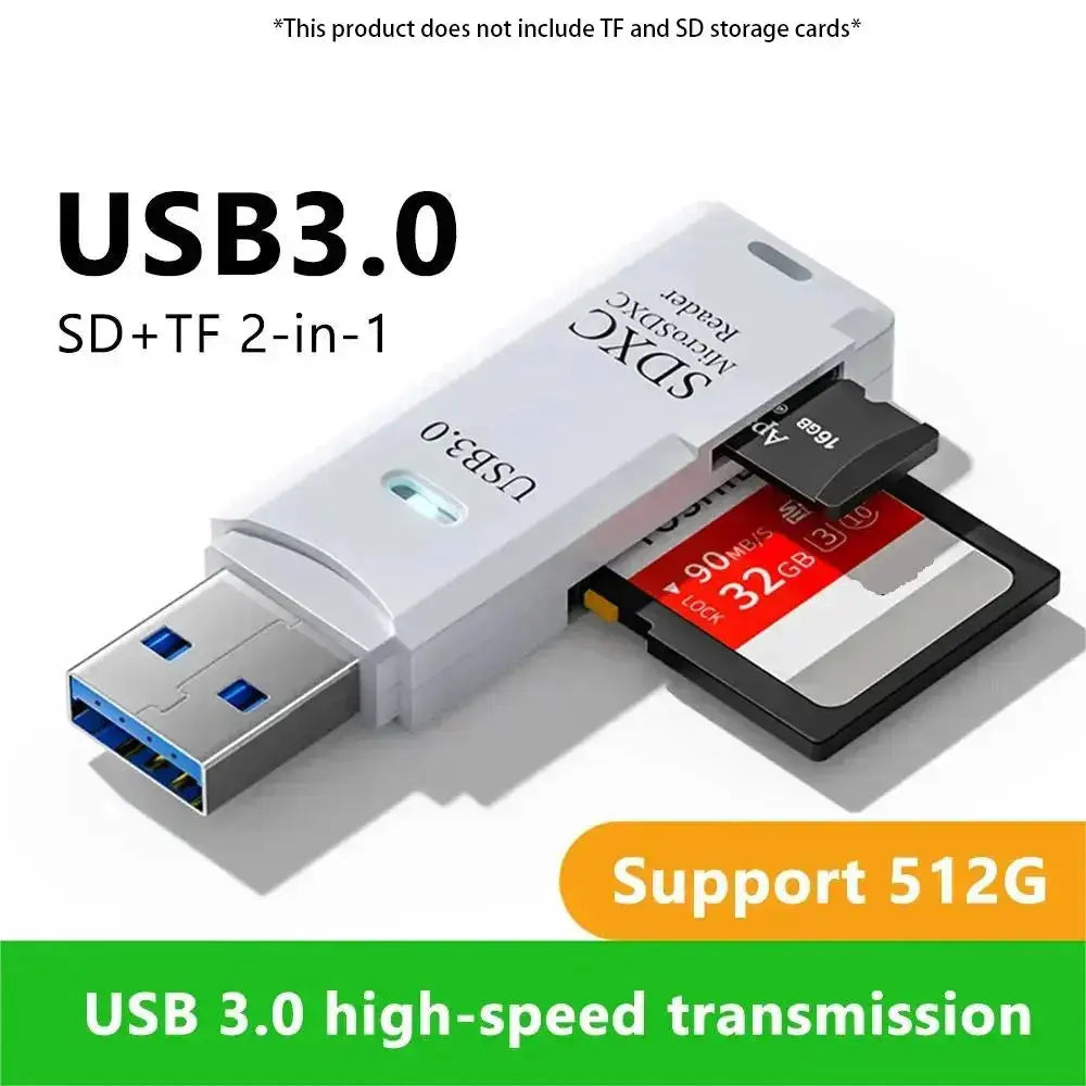 2-in-1 Multi Functional USB 3.0 Card ReaderMicro SD TFMemoryCardReaderUSBFlashDrive CardreaderAdapter For PCLaptops Accessories HASHTAG