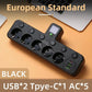 EU plug and socket, 4-pole socket, multifunctional wall plug, with or without extension cords or USB and Type-C interfaces