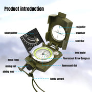 [Accurate Military Compass For Hiking] Multifunctional Luminous Dial Waterproof Anti-fog Accurate Military Compass For Hiking Camp HASHTAG
