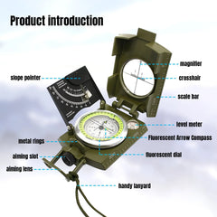 [Accurate Military Compass For Hiking] Multifunctional Luminous Dial Waterproof Anti-fog Accurate Military Compass For Hiking Camp HASHTAG