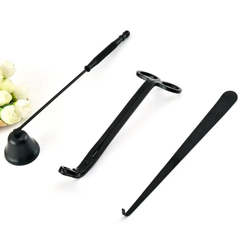 Candle Scissors Three-piece Set Candle Extinguisher Metal Tray Liebe - Making Life Easier