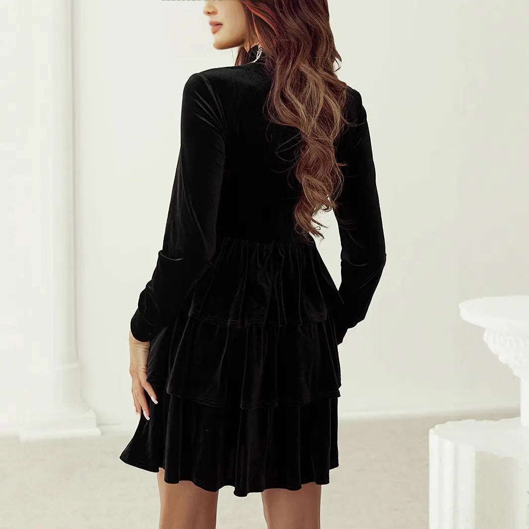 Solid-color High-waist Dress Women&