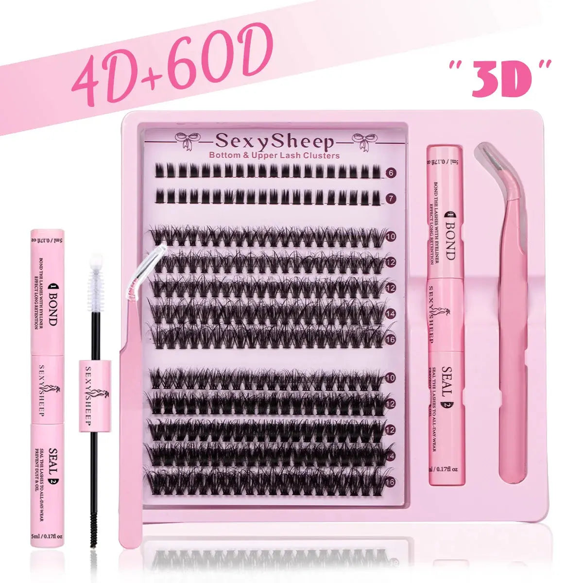 Eyelash Clusters Kit Fluffy Individual Eyelash Extensions With Lower Lash DIY Lash Extension Kit Lash Bond and Seal HASHTAG