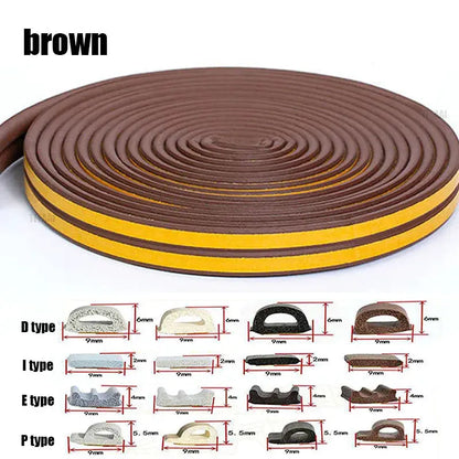 5m/10m Weather Stripping Door Seal Strip Diep Self-adhesive Draft Stopper Tape Window Insulation Noise Rubber Sealing Strip