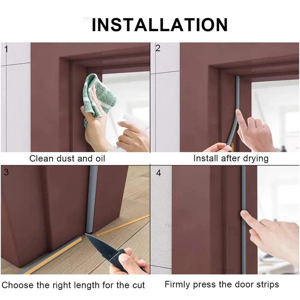 5m/10m Weather Stripping Door Seal Strip Diep Self-adhesive Draft Stopper Tape Window Insulation Noise Rubber Sealing Strip - HASHTAG