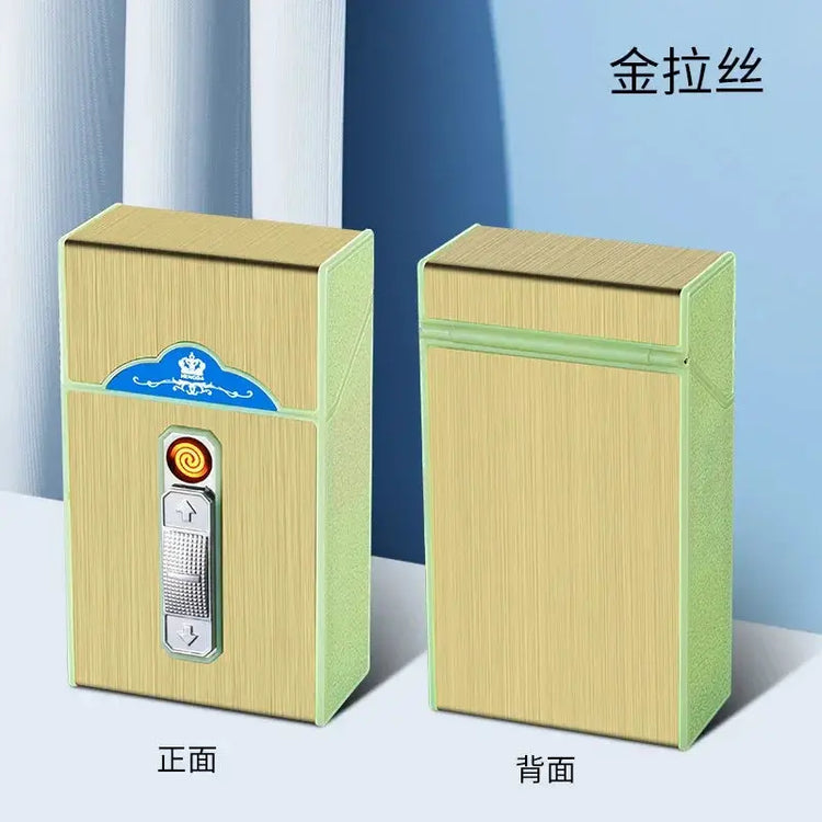 Waterproof Luminous Cigarette Case with Cigarette Lighter, Multifunctional Case, Coarse Smoke, Can Hold 20 - HASHTAG