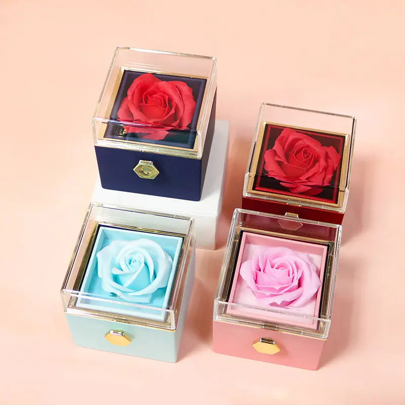 Rotating Soap Flower Rose Gift Box Creative Rotating Rose Jewelry Packaging Box Valentine&