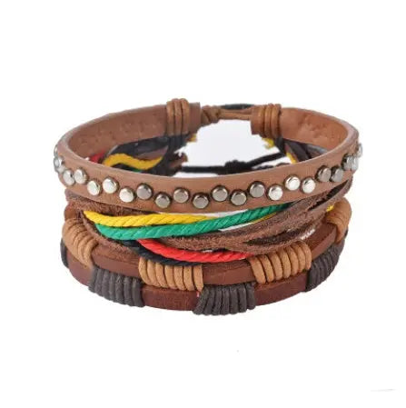 Leather Bracelet Men Multilayer Bead Bracelet Punk Wrap Bracelets for Women Vintage punk Men Jewelry AliExpress