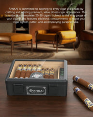 Cigar Humidor,Full Glass Top Cigar Box with Humidifier and Hygrometer,Crushproof Case,Cedar Wood Lining Storage for 20-25 Cigars HASHTAG