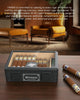 Cigar Humidor,Full Glass Top Cigar Box with Humidifier and Hygrometer,Crushproof Case,Cedar Wood Lining Storage for 20-25 Cigars HASHTAG