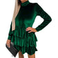Solid-color High-waist Dress Women&