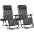 JHK Zero Gravity Set of 2 Portable Recliner Camping Patio Outdoor Garden Lounge Chair with Cup Holder Trays Adjustable Pillow - HASHTAG