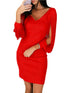 V-neck Tassel Long-sleeve Mini Sheath Party Dress HASHTAG