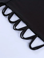 Criss Cross Mock Neck Tank Dress, Sexy Sleeveless Split Dress, Women's Clothing HASHTAG