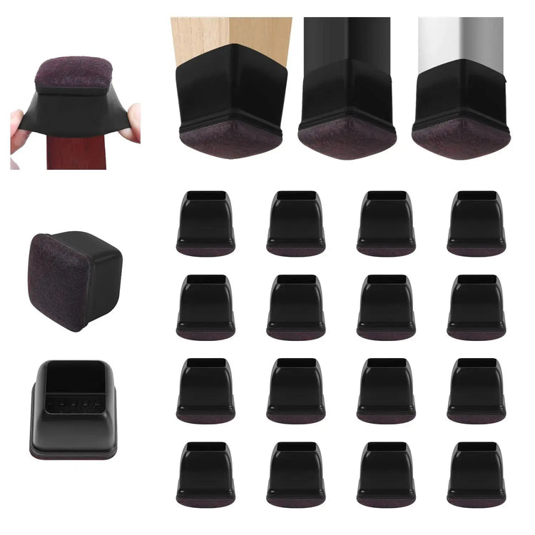 16PCS Transparent Table Chair Leg Protectors Caps Round Square for Furniture Foot Legs Cover Floor Protector with Felt Bottom - HASHTAG