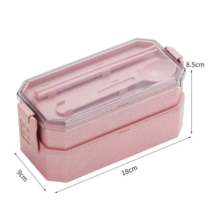 Wheat straw double-layer lunch box AliExpress