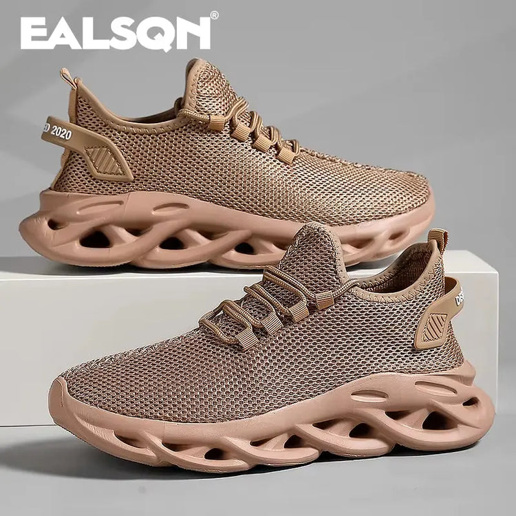 Men Sports Running Black Jogging Shoes Casual Sneakers Brown Outdoor Breathable Mesh Women Light Shock-Absorption Black Tennis