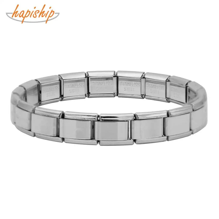 Trendy Square Italy Stainless Steel Bracelets For Women Men HipHop Metal Italian Modules Stretchable Gift Birthday Party Jewelry - My Hashtag Shop