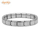 Trendy Square Italy Stainless Steel Bracelets For Women Men HipHop Metal Italian Modules Stretchable Gift Birthday Party Jewelry - My Hashtag Shop