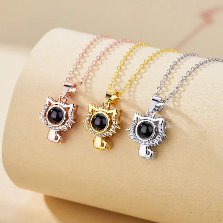 I Love Your Cat Photo Customized Projection Necklace HASHTAG