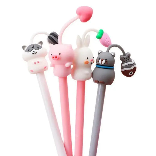 12 Pcs Cute Pet Pens Set - Creative Cartoon Writing Tools for Small Fresh Student Exam, School Supplies