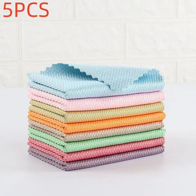 Towel Fish Scale Rag Absorbent Seamless Glass Cleaning - HASHTAG