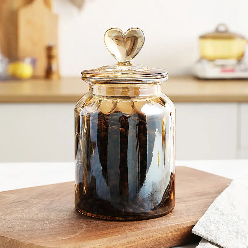 Stained Glass Sealed Jar Love Glass Bottle Household Transparent With Lid - HASHTAG