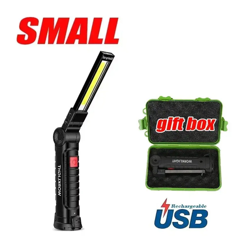 COB LED Work Light Dimmable USB Rechargeable LED Flashlight Inspection Lamp With Magnetic Hook Power Bank 18650 Battery Torch HASHTAG