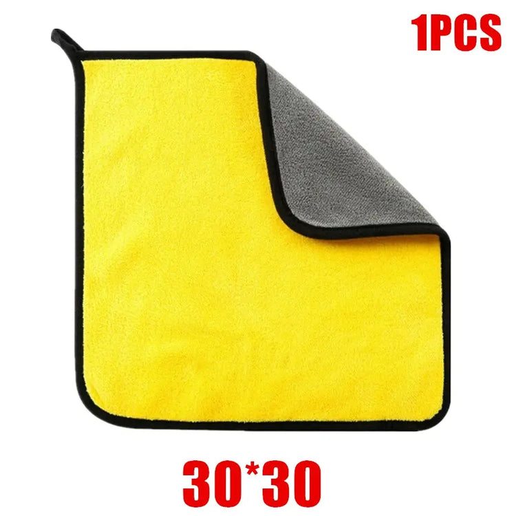1/2/6pcs Microfiber Cleaning Towel Thicken Soft Drying Cloth Car Body Washing Towels Double Layer Clean Rags Car Accessories HASHTAG