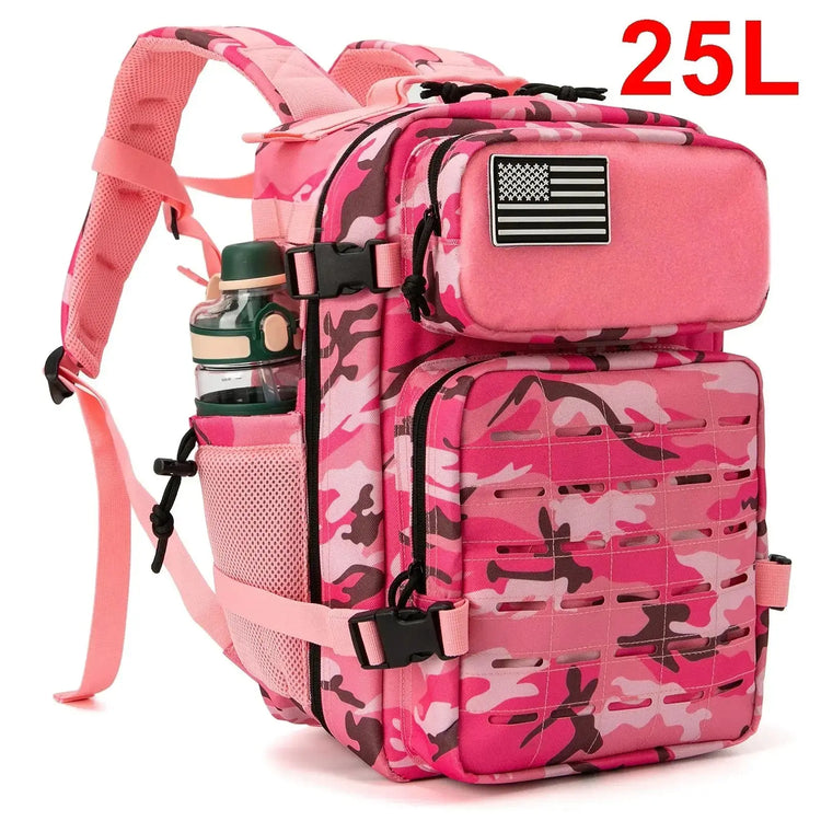 25L/45L Tactical Backpack for Men and Women Outdoor Survival Bug Out Bag Small School Rucksack Hking with Bottle Holder HASHTAG